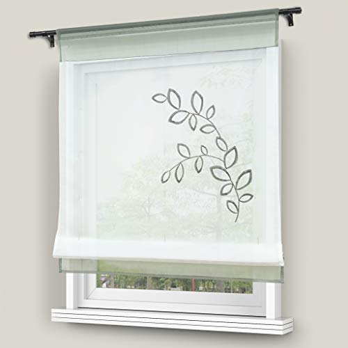 Olivia's Stylism Boutique Bestickt Raffrollos Tunnelzug Gardinen 1er-Pack Vorhang H*B 140 * 100cm Silber Cover