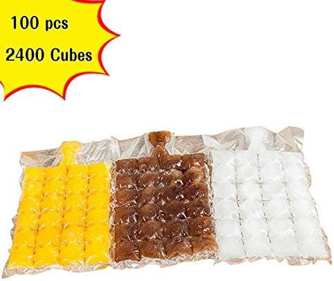 papasgjx 100 Pieces Disposable Ice Cube Bag Ice Cube Mold Trays Self-Seal Faster Freezing Maker, Convenient Self-Sealing Design No Spill Ice Cube Stackable Compact Odor Free Ice Cube