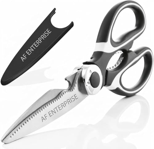 Image of Multi Purpose Kitchen Scissors Premium Stainless Steel Heavy Duty Kitchen Shears with Bottle Opener | Food Scissors for Meat, Chicken, Seafood, Vegetables, Herbs & BBQ | Strong Grip Non-Slip Handle