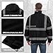 ProtectX High Visibility Waterproof Safety Jacket for Men, Hi Vis Reflective Winter Construction Work Bomber Jacket, Black, Large