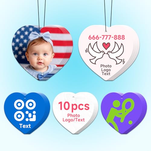 Image of Bulk Custom Car Air Fresheners with Logo or QR Code | Personalized Branded Gifts; 10-1000 Pcs Bulk Orders; Double-Sided Print; Scent Choice Available; Heart Shape
