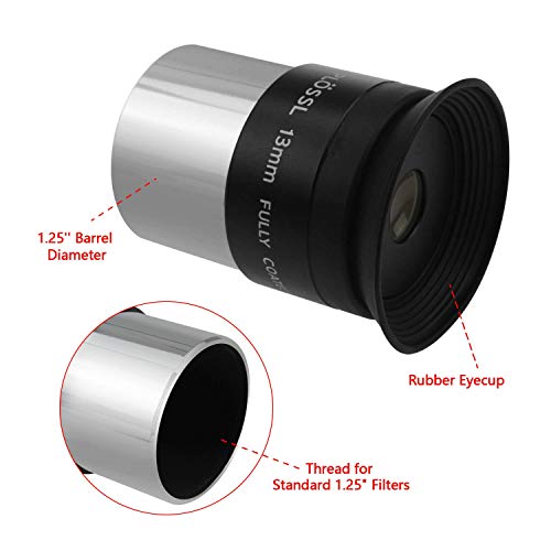 Astromania 1.25" 13Mm Plossl Telescope Eyepiece - 4-Element Plossl Design - Threaded For Standard 1.25Inch Astronomy Filters #TOP1