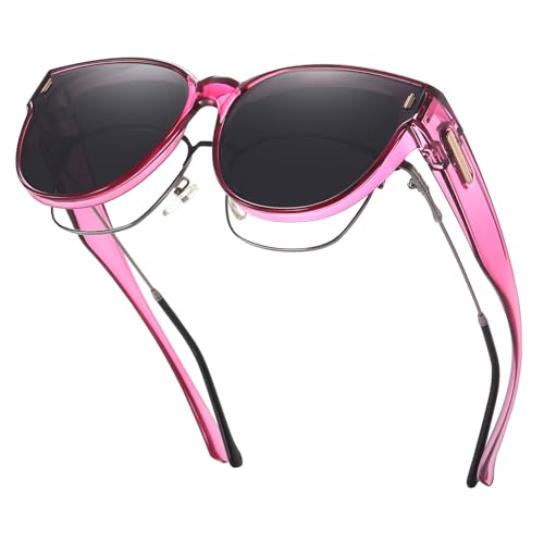 Image of HAOLOTA Fit Over Glasses Sunglasses for Women Polarized | Over Glasses Sun Glasses, UV400 Polarized Lens, Trendy Cat Eye Sunglasses, Lightweight and Flexible, Driving, Daily Use