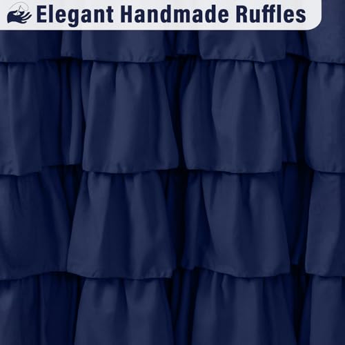 Seasonwood Navy Blue Ruffle Shower Curtain Farmhouse Shower Curtain 72 X 78 by Seasonwood - Used condition - Image 5