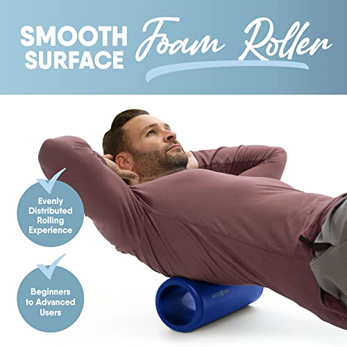 MICRODRY Deluxe Fitness Foam Back Roller for Muscle Relief, Roller for Yoga, Stretching, Deep Tissue Firm Massage & Trigger Point Release, Exercise Workout at Home or Gym, 13x5.3, Blue