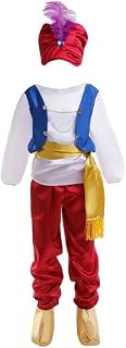Dressy Daisy Arabian Prince Genie Costume Set with Hat and Shoes Cover for Toddler Kids Boys Halloween Party Dress Up Outfit