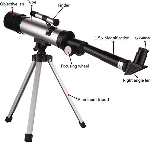 Telescopio monocular refractor 360x50mm con trípode miniatura 3