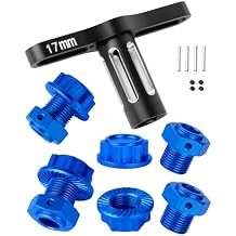 RC 17MM Wheel Hex Hubs & Wheel Nuts & Wheel Wrench Upgrades Part for 1/8 Mojave 4x4 4S BLX,1/10 Outcast 4S V2 BLX,Kraton 4S V2 BLX,Alloy Wheel Hex Hubs Wheel Nuts,Navy Blue