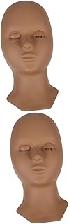 minkissy 2 Pçs Cílios De Cabeça Humana Ensinando Cílios De Silicone Cabeças De Rosto Trança Peruca Cabelo Manequim Molde De Silicone Cílios Molde De Cabeça De Prática Prática De