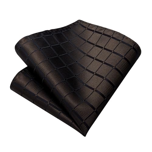 Image of DiBanGu Mens Silk Plaid Tie and Pocket Square Set | Elegant Silk Formal Tie Set, Woven Check Necktie and Cufflinks Tie Clip Set, Perfect for Wedding Party, Comes in Gift Box