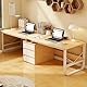 2人用デスク 3つの引き出し付き 大型ダブルスタディライティングテーブル 木製 2人用ゲーミングデスク コンピューターテーブル デュアルワークステーション ホームオフィス用 (ナチュラル 240cm/94.48インチ)