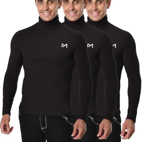 MEETYOO Thermal Compression Shirts for Men Long Sleeve Running Undershirt Fashion Mock Turtleneck T-Shirts Base Layer for Winter Cold Weather