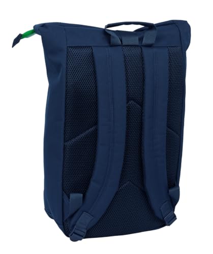 safta Benetton Green Sac à dos avec rabat pour ordinateur portable de 15,6", idéal pour différents âges, confortable et polyvalent, qualité et résistance, 28 x 13 x 42 cm, bleu marine, M, Décontracté