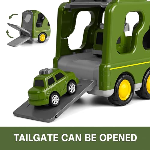 Image of Mini Explorer 5-in-1 Friction-Powered Military Truck Toy Set with Music | Army Transport Carrier Vehicle for Boys & Girls | Educational Montessori Toy | Birthday Gift for Kids Ages 3+