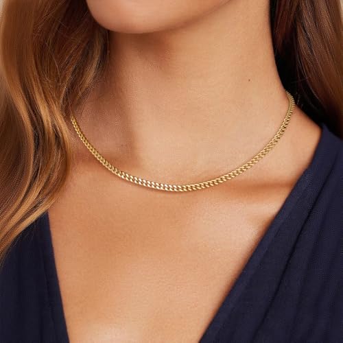 Gold Cuban Chain Necklace for Women,14K Gold Plated Dainty Chunky Necklace Adjustable Cuban Link Chain Choker Necklace for Women Trendy Fashion Jewelry Best Gifts for Birthday Christmas Thanksgiving2