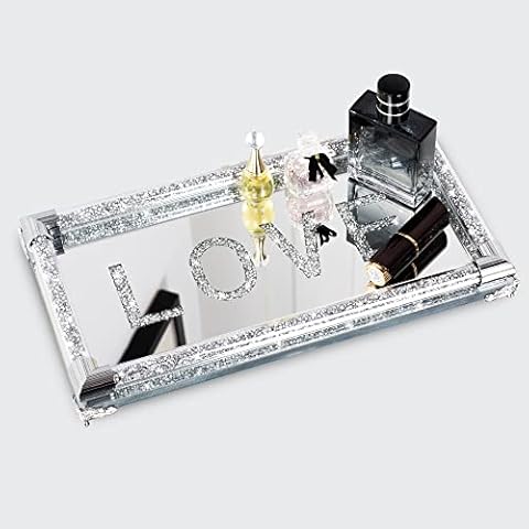 SHYFOY Bandeja Decorativa Espejo con Diamante Cover