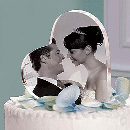 Ambari Double Sided Frame Cake Topper Decor - Wedding, Birthday Party, Engagement Decorating Supplies - Bridal Shower Gifts - Photo and Picture Stand for Husband and Wife - Sweet Custom Decorations