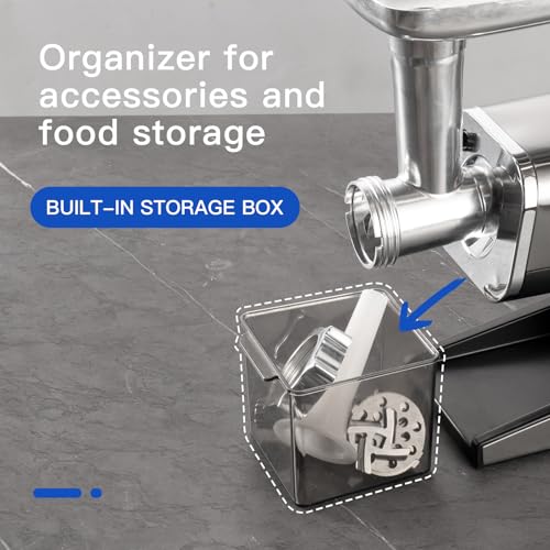 Image of Electric Meat Grinder,3000 Max Stainless Steel Meat Mincer with 2 Blades,3 Grinding Plates,Food Pusher,Meat Claw,Sausage Stuffer Tubes & Kubbe Kit for Home & Kitchen Using