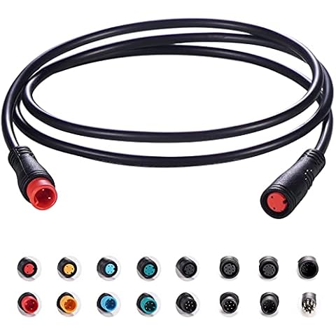 Extension Cable 2Pin/3Pin/4Pin/5Pin/6Pin/7Pin/8Pin/9Pin Waterproof Plug Works for Electric Bicycle Light/Throttle/Ebrake/Display Ebike Parts Extend Cable (2pin 80cm) Cover