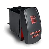 MGI SpeedWare LED Rocker Switch ON-Off, 20A 12vDC, 5-Pin with Jumper Wires, Laser Etched Face Off-Road Lights (Red)