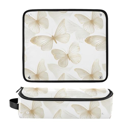 Bolsa organizadora beige Butterfly Elegant para planchas y rizadores, resistente al calor y portátil miniatura 3