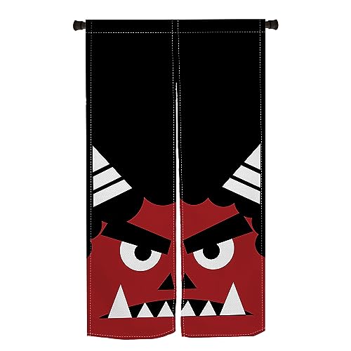 のれん Qinunipoto 和風 鬼 暖簾 シンプル風 幅85cm丈150cm インテリア 出入り口 目隠し おしゃれ すだれ 遮光 部屋 間仕切りカーテン 門カーテン ポリエステル製 オーダー可 簡単取付 四季兼用