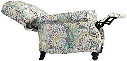 Elm Lane Ethel Multi-Color Skye Blue Paisley Patterned Recliner Chair Armchair Comfortable Push Manual Reclining Footrest Adjustable Bedroom Living Room Reading Home Relax Office #TOP5