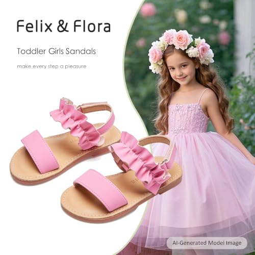 Image of Felix & Flora Toddler Girl Sandals - Little Girl Easter Dress Shoes Lightweight Open Toe Beach Holiday Flats