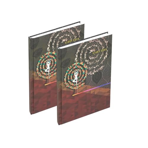 Image of TULMAN 2 Pack A5 Hard Bound 2025 Journal Diary - Yoga Motivational Planner & Creative Writing Perfect for Students, Professionals & Gift Giving (23 x 17.6 x 1.7) CM