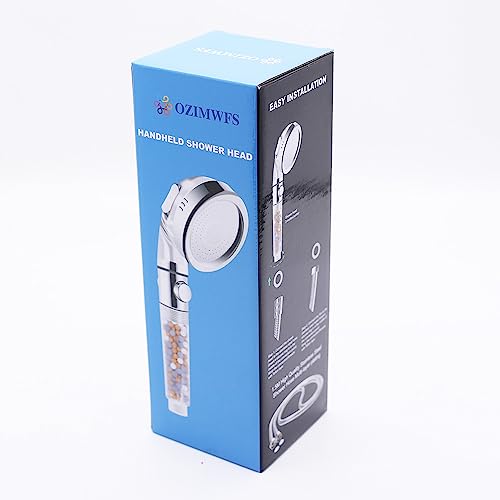 Cabezal de ducha con filtro y bolas minerales - Cabezal de ducha de alta presión con manguera portátil, 3 modos ajustables para ahorro de agua para baño con agua dura miniatura 4