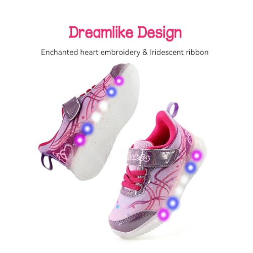 YESKIS Toddler Girls Light Up Shoes Glitter LED Flashing Breathable Lightweight Walking Running Sneakers for Toddler and Little Kids4