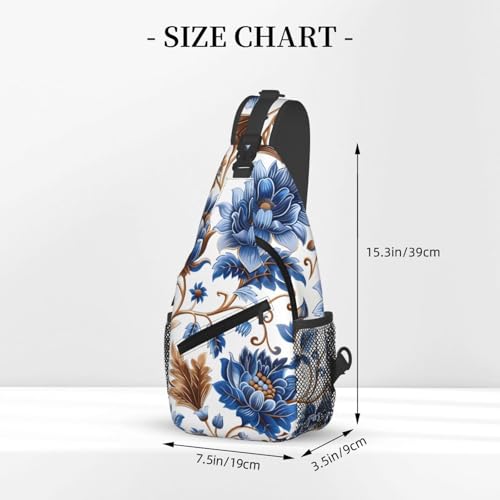 Bolso bandolera estilo floral azul para viaje ligero miniatura 3