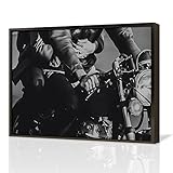 Canvas Wall Art Ride Motorcycle Retro Black Framed Canvas Print Artwork Black Border Modern Wall Art Paintings for Living Room Kids Room Bedroom Bathroom Modern Home Decor (Aluminum Frame) 08x12inch
