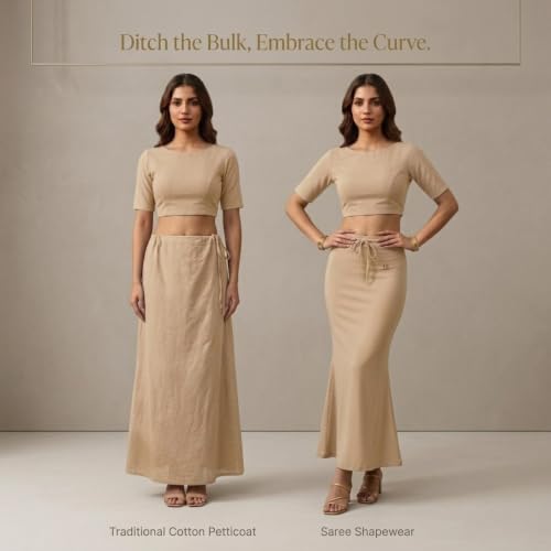 Image of Women's Saree Shapewear - Slim Fit Stretchable Petticoat for Sarees | Comfortable Waistband | Body Shaping Underskirt