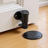 Wewemux 1 Pack Magnetic Door Stopper – Upgraded with Nail-Free Glue, Adjustable Magnet Door Stop for Bottom of Door, Floor Mount Magnetic Door Holder Catch No Drilling (Black)