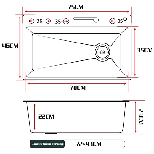 Kitchen Sink Digital Display Embossed Large Single Groove 304 Stainless Steel Nano Raindance Waterfall Sink with Pressurized Cup Washer and Two Waterfalls