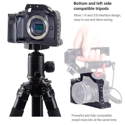 Image of Yantralay Lightweight Camera Cage for Can on R6 DSLR Camera | CNC Aluminum Rabbit Cage with Cold Shoe & 1 /4 inch 3 /8 inch Mounts | DSLR Accessories (Only Camera Rabbit Cage Included in Package)
