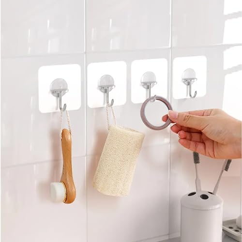 Image of Everline Multi - Functional Steel Over The Door Hook Hanger Organizer /Wall Hook Rack for Hanging Clothes, Towel in Room, Kitchen, Bathroom - Black (7 Hook) (Adhesive Wall Hooks)