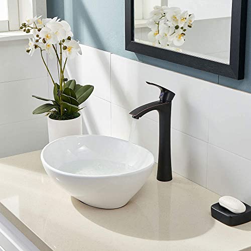 Kingo Home Vessel Sink Faucet Oil Rubbed Bronze, Contemporary Oil Rubbed Bronze Bathroom Faucet Single Handle Tall Vessel Faucet Vanity Bathroom Faucets Basin Mixer Tap With Water Supply Hose #TOP1