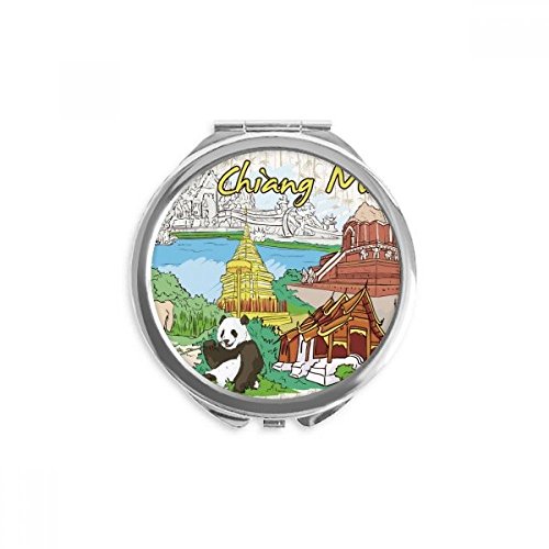 Miroir de poche Chiang Mai Panda, miroir rond portable de 2,6" de voyage