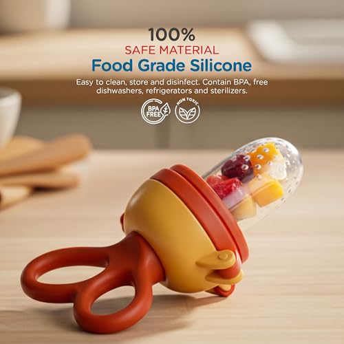 Image of Baybee Silicone Fruit Nibbler & Baby Food Feeder | Baby Teether & Pacifier for 3+ Months Toddlers | Babies Fruit & Food Veggie Teether for Infants | Hygenic & BPA Free Extra Soft Organic- Pacifier