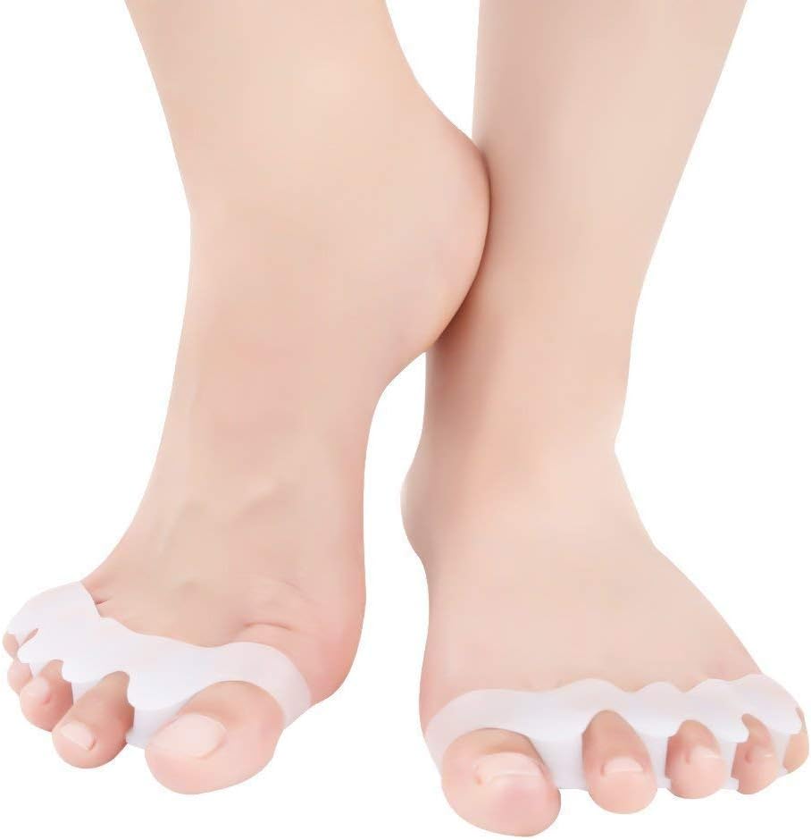 Gugzy Unisex Gel Toe Separator/Achilles Stretcher for Sports and Yoga Bunion (White) - Pack of 2