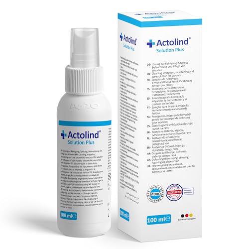 Actolind Solution Plus 100 ml – Antiseptic Solution for Wound Irrigation. Painless Cleaning and moisturizing of Acute, Chronic, and Infected Wounds. CE Class III, MPG, PHMB.