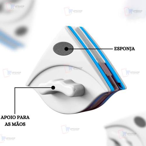 Limpador de Vidros Magnético Duas Faces com Imã - Limpa Fora da Janela com Segurança - Limpa Vidro M