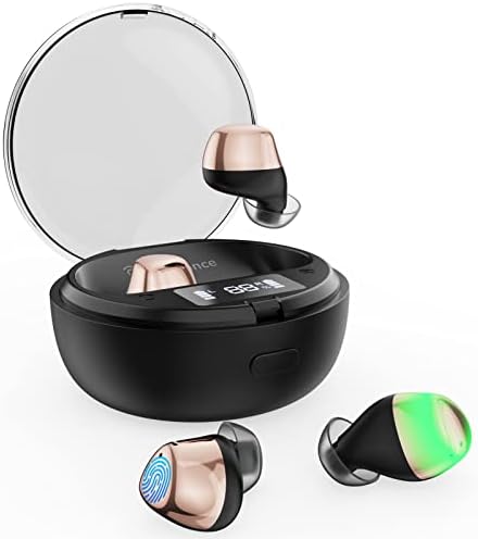 Hearing Aids for Seniors Rechargeable with Noise Canceling, 16-Channel Digital Hearing Amplifiers for Adults ITE, Auto On/Off, In-Ear Detection, Touch Control w/Charging Case Gold