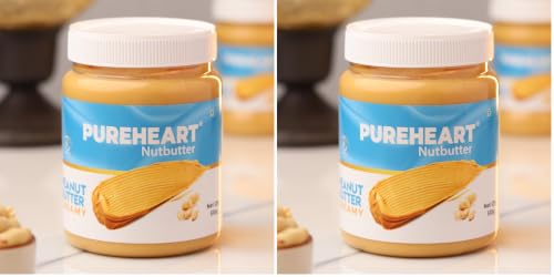 Image of Pureheart Nutbutter Creamy Peanut Butter 510 gm | Natural & Premium Roasted Peanuts | High Protein, Rich in Fiber | Zero Trans Fats | for Tasty Breakfast & Post Workout Protein Snack (Pack of 2)