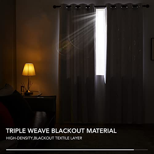 Deconovo Blackout Curtains 84 Inches Long, Wave Print Grommet Light Blocking Curtain, Thermal Insulated Energy Saving, Room Darkening Draperies For Bedroom Living Room (2 Panels, Greyish White) #TOP4