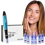 Dr. Pen Ultima A1 Professional Kit - Authentic Multi-function Wireless Derma Beauty Pen - Trusty Skin Care Tool Kit - 12pins х2 (0.25mm) + 36pins х2 (0.25mm) + Round Nano x2 Cartridges