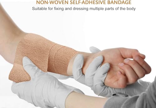 Image of A-Tape Breathable Self Adhesive Cohesive Bandage for Humans & Pets (Dogs, Cats, Birds) -Sports, Wrap, Athletic, Non Woven First Aid Medical, Wrist, Swelling (10 cm X 4.5 mtr) (Pack Of 4, Beige)
