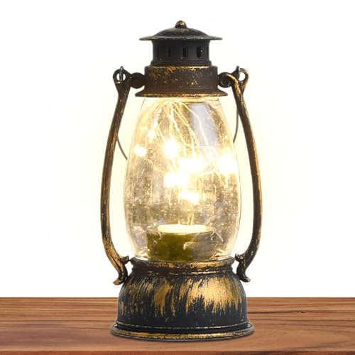Lanterne Led Vintage - Lanternes d'extérieur à piles, Lanterne d'éclairage extérieur | Lampe lanterne Led Vintage à flamme vacillante ou filaire, lanterne d'halloween pour décorations de Table de fête